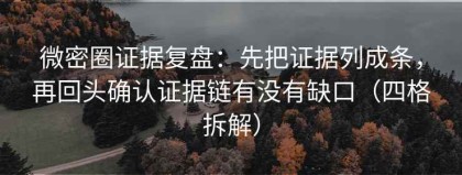 微密圈证据复盘：先把证据列成条，再回头确认证据链有没有缺口（四格拆解）